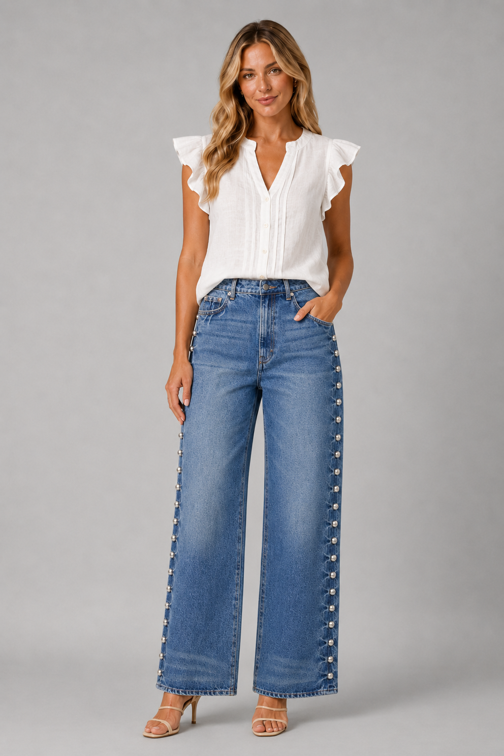 STRAIGHT-LEG DENIM JEANS