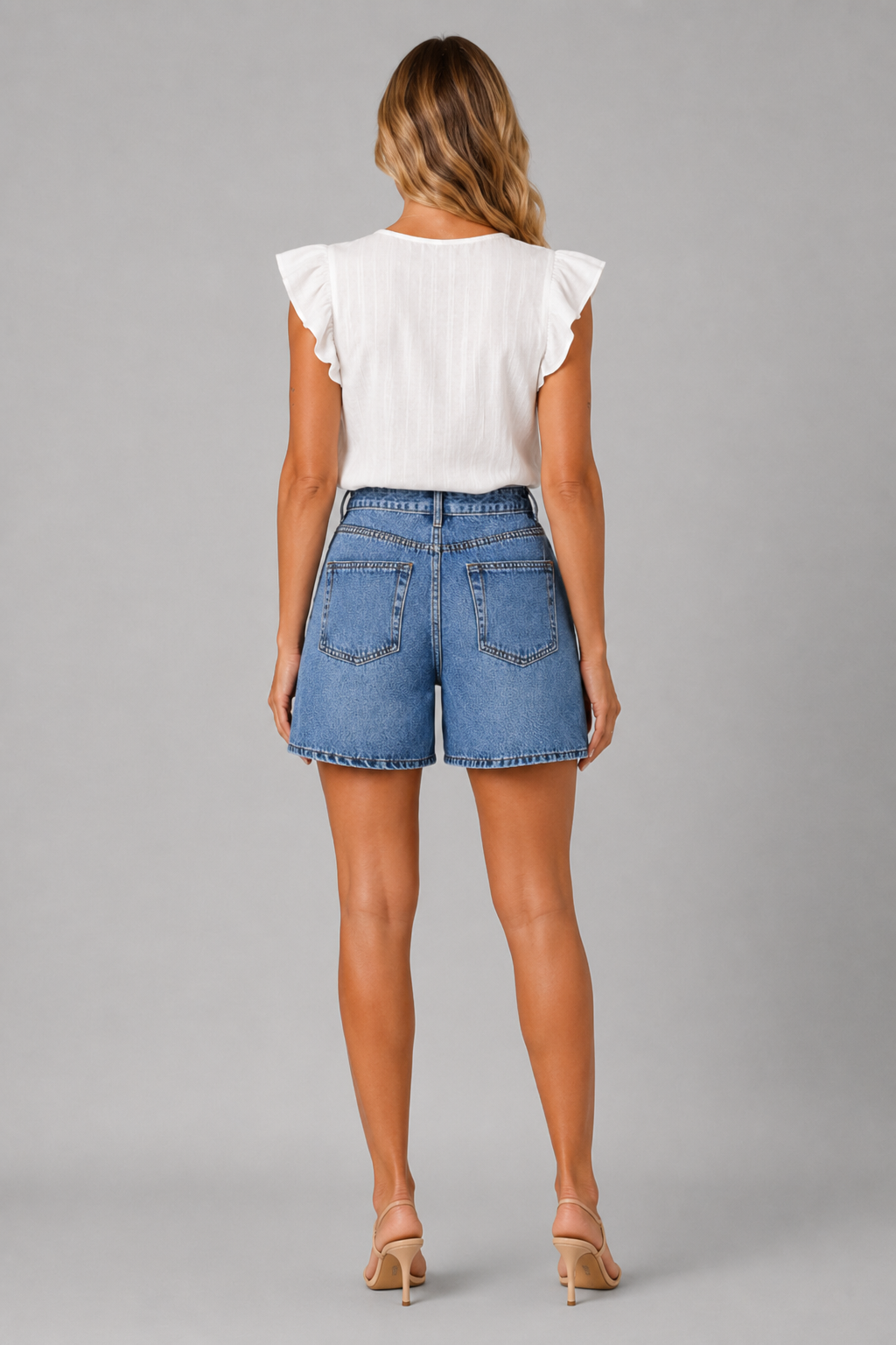 STRAIGHT-LEG SLIM-FIT DENIM SHORTS